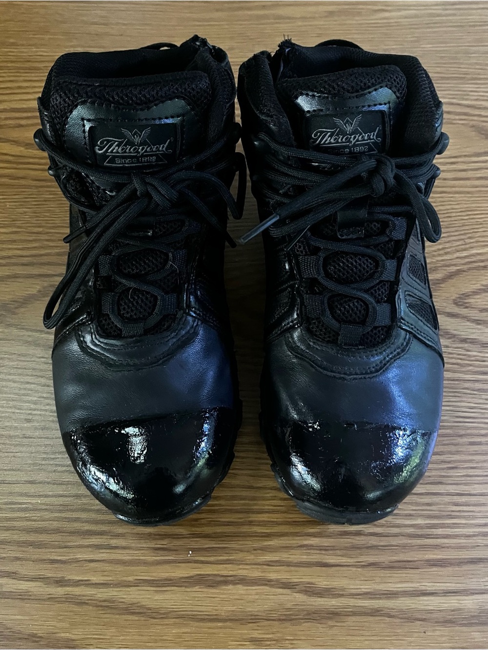 Thoroughbred Black Leather Combat Boots - Lace-Up Moto Style SZ 5 Men SZ 7 Woman